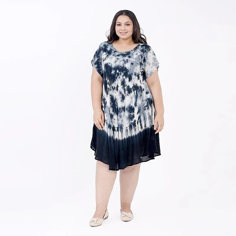 TAMSY Tie-Dye Umbrella Dress - Black