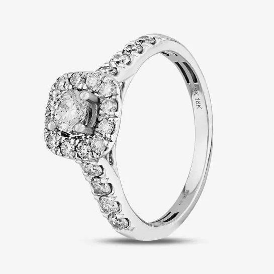 18ct White Gold 1.00ct Diamond Square Cluster Ring