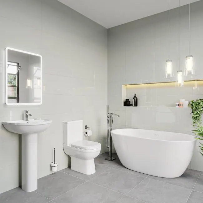 Modern Freestanding 1545mm Bath Suite with Toilet & Basin - Lisbon
