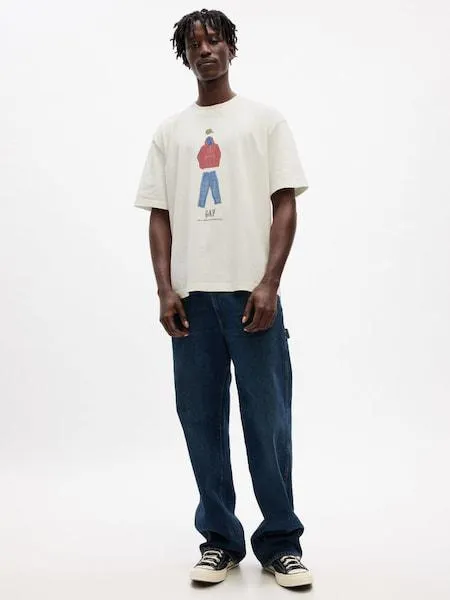 White Sean Wotherspoon Graphic Short Sleeve Oversized T-Shirt