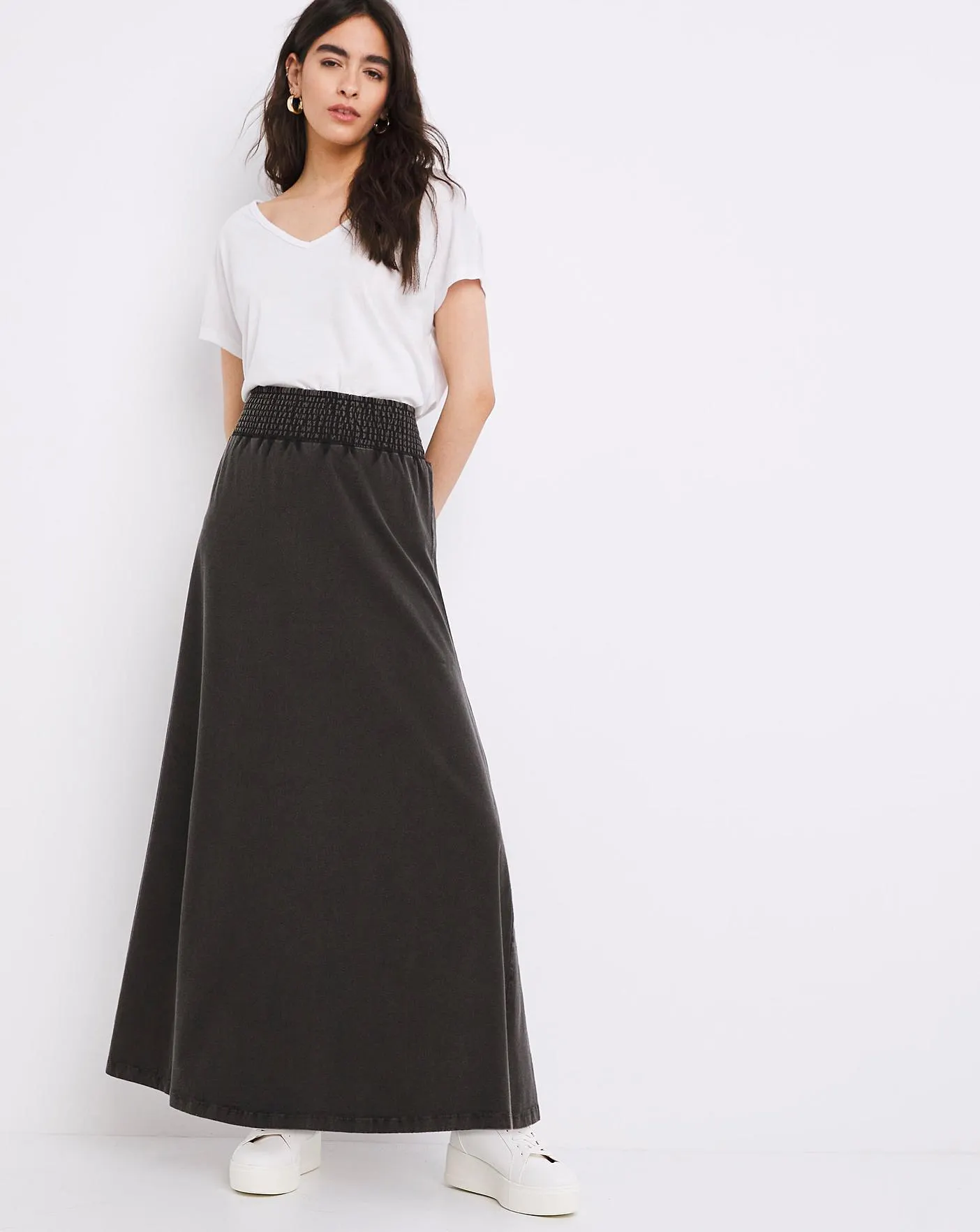 Jersey Acid Wash Maxi Skirt