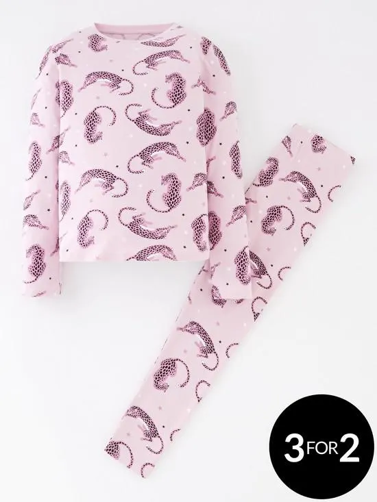 Girls Pink Tiger Long Sleeve Pyjamas