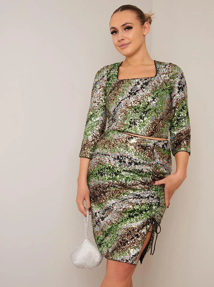 Long Sleeve Sequin Top in Multi