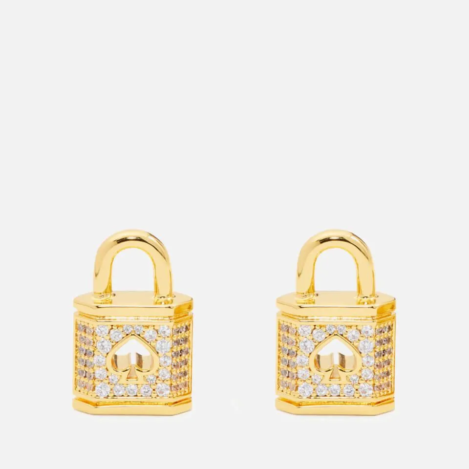 Kate Spade New York Lock and Spade Gold-Tone and Cubic Zirconia Pavé Studs