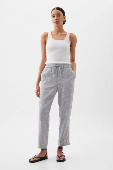 Linen Cotton Pull On Taper Trousers
