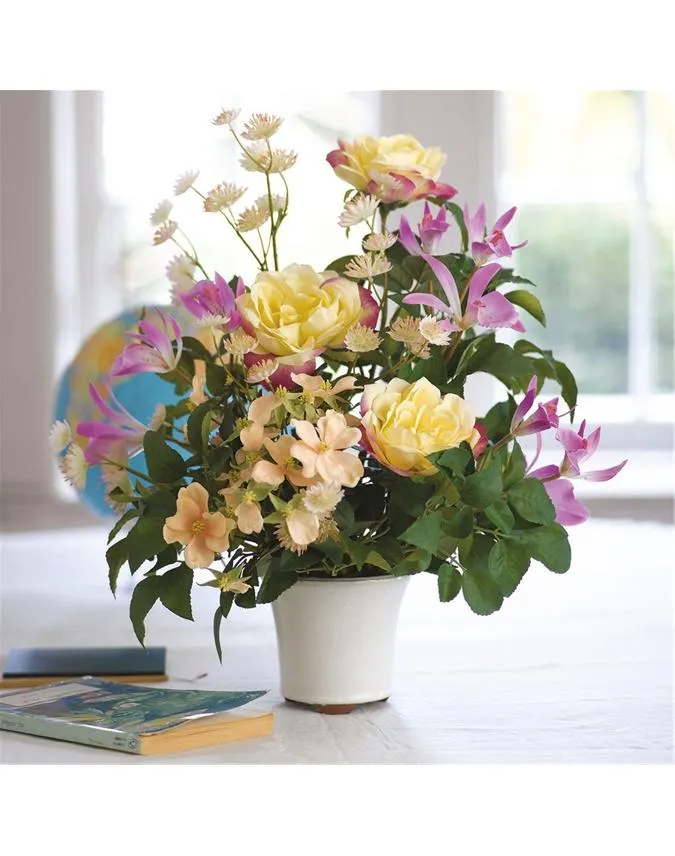 Pleione Orchid and Yellow Rose Centrepiece