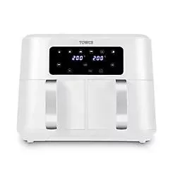Tower T17137WHT Vortx 8.5L Dual Basket Air Fryer 2400W - White & Chrome