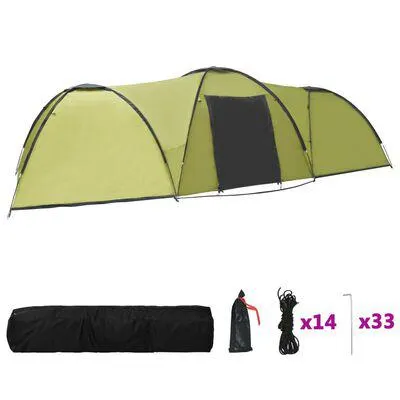 vidaXL Camping Igloo Tent 650x240x190cm 8 Person Green