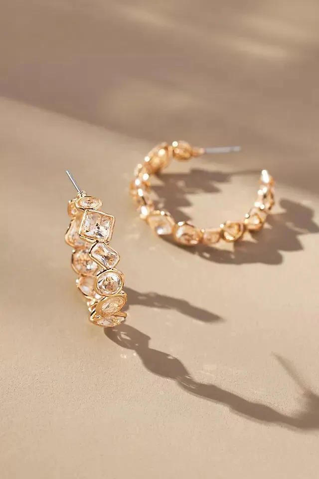 Crystal Shapes Open Hoop Earrings