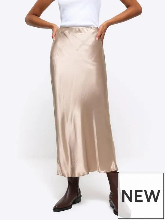 Bias Cut Maxi Skirt - Gold