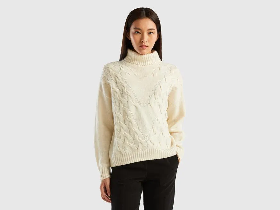 Turtleneck with cables