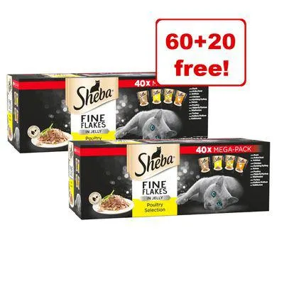 80 x 85 Sheba Fine Flakes Wet Cat Food - 60 + 20 Free!*