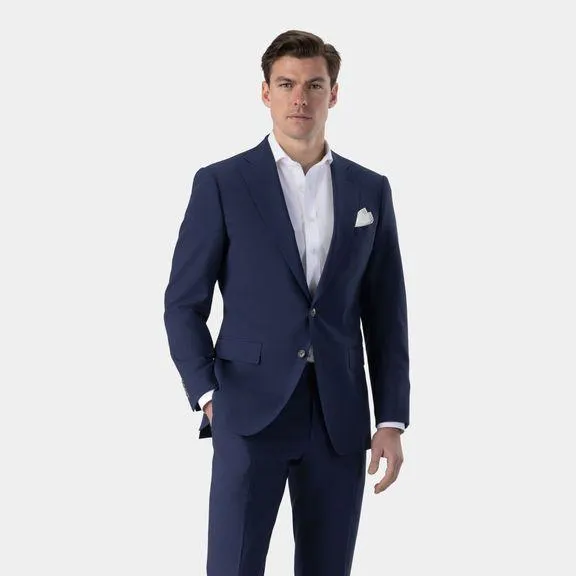 Blue two-piece stretch suit