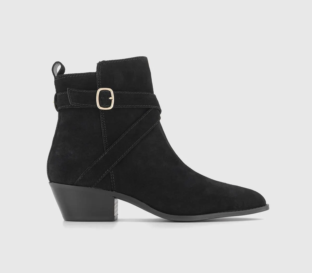 Arcade Strap Detail Pointed Toe Ankle Boots