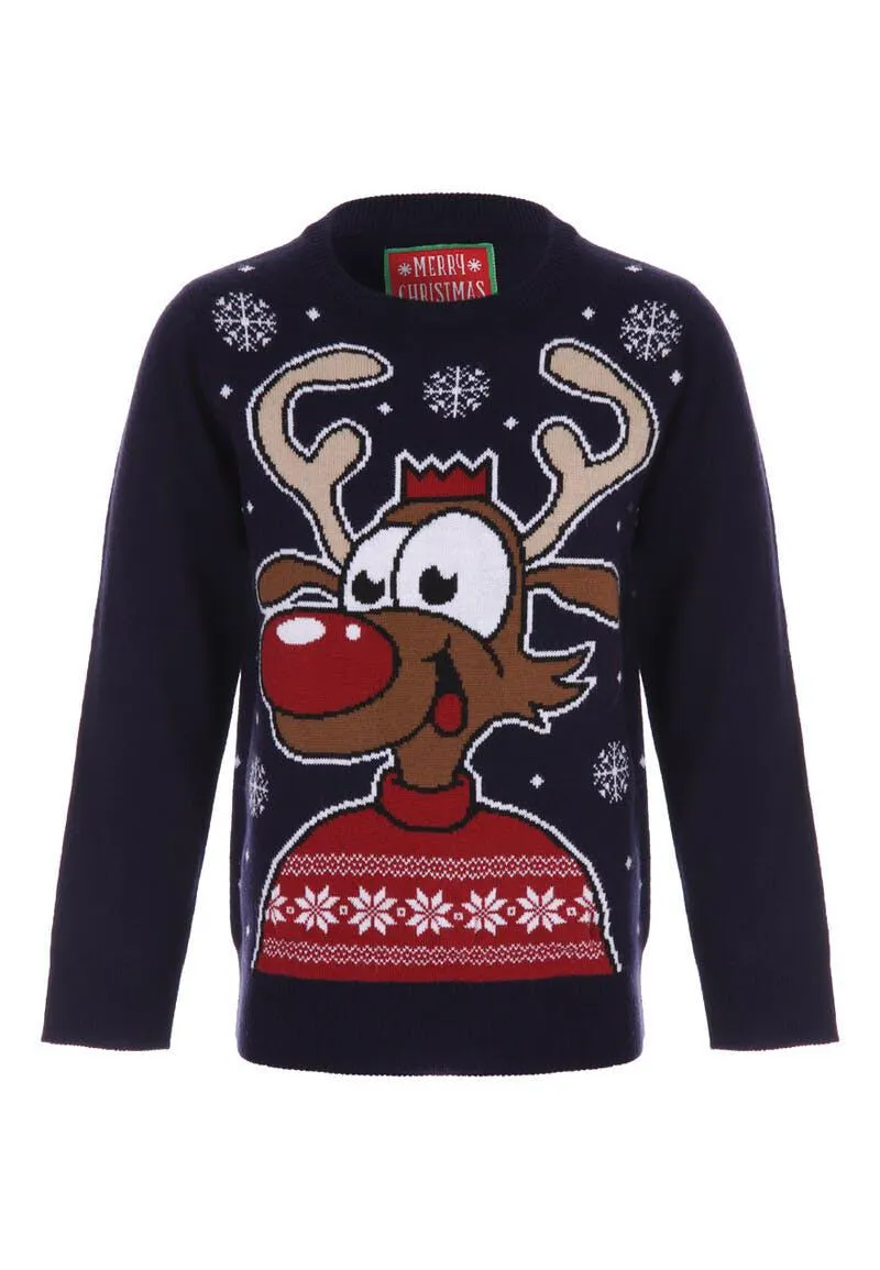 Older Boys Navy Rudolph Light Up Christmas Jumper