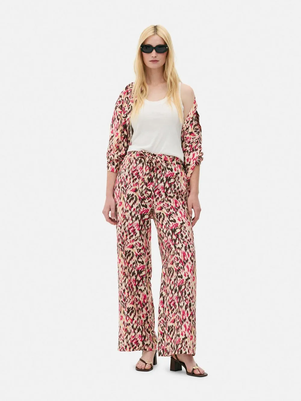 Printed Wide Leg Palazzo Trousers