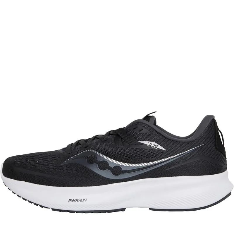 Saucony Mens Ride 15 Neutral Running Shoes Black/​White
