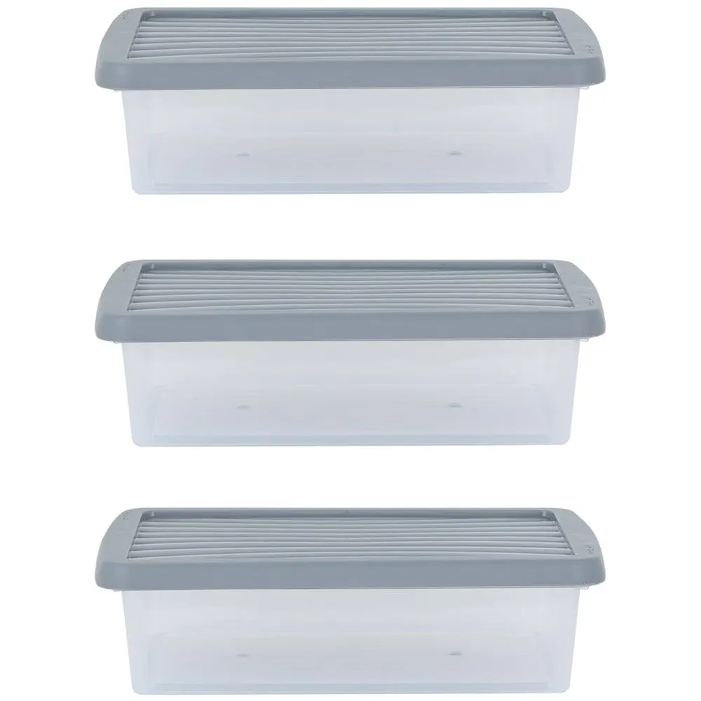 Wham 8L Stackable Plastic and Clear Storage Box and Lid 3 Pack