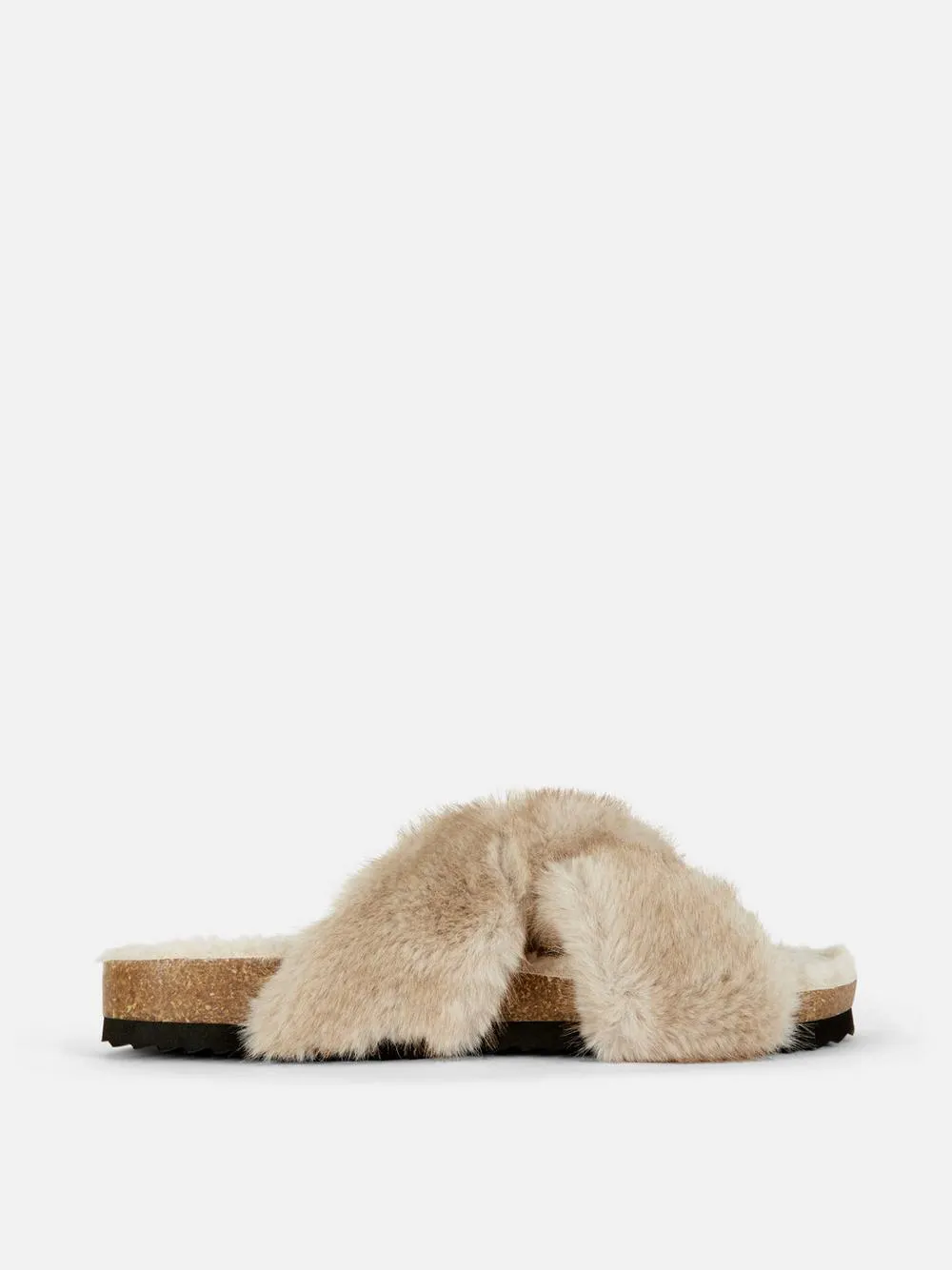 Flauschige Hausschuhe mit überkreuzten Riemen