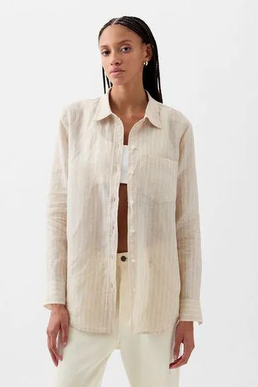 Linen Long Sleeve Oversized Shirt