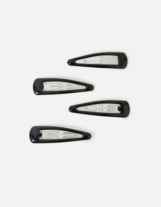 Plain Snap Hair Clips 4 Pack