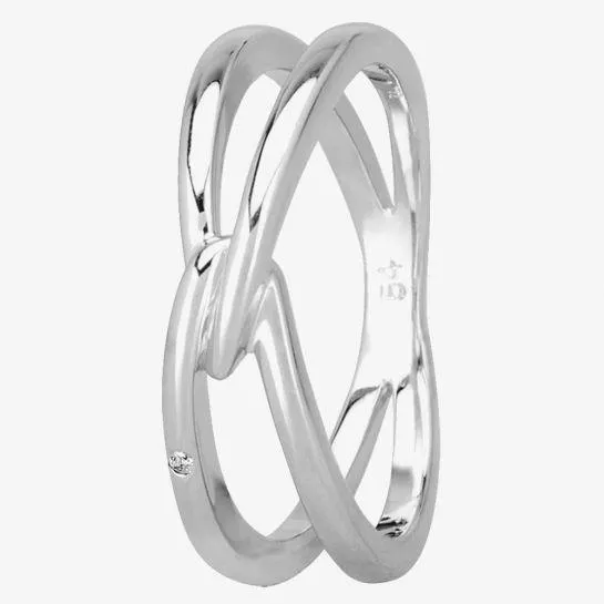 Silver Sparkle Silver V-Link Ring R3291C(T)