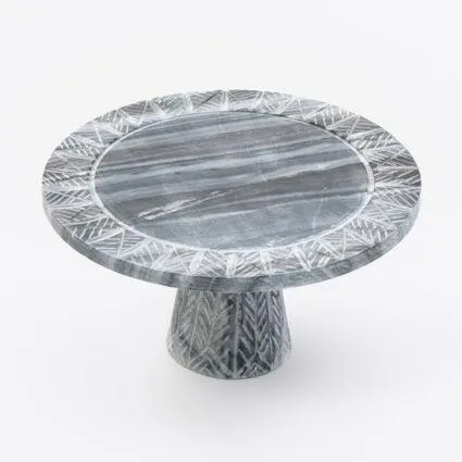 Grey Carved Marble Cake Stand 16x30cm