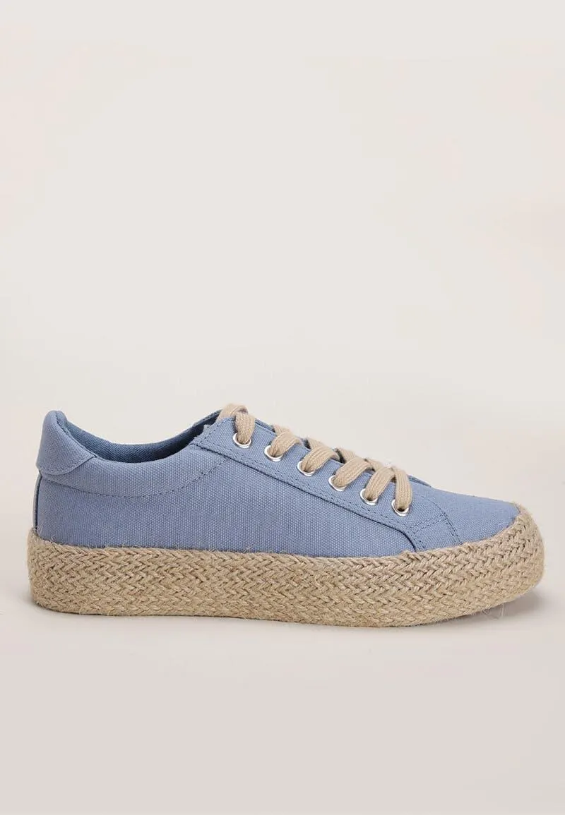 Womens Light Blue Espadrille Platform Shoe