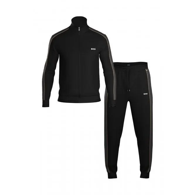 BOSS Stripe Luxe Jersey Tracksuit, Black