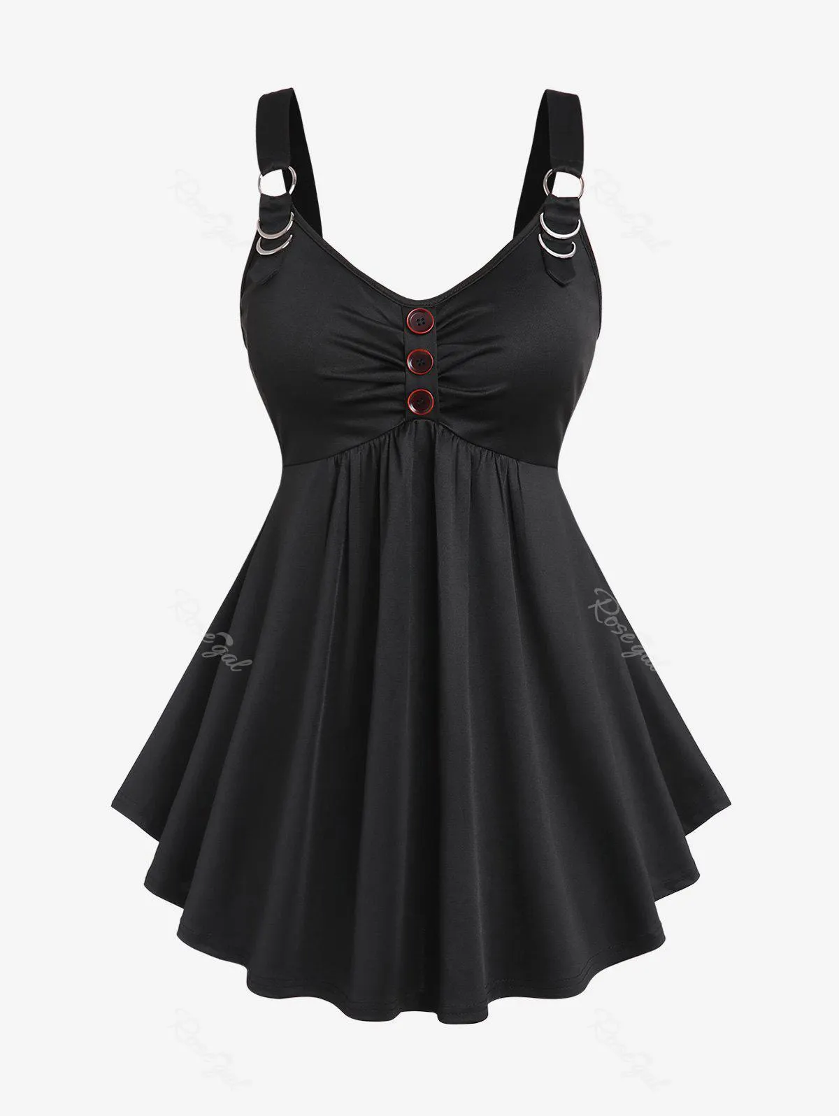 Plus Size Rings Ruched Detail Swing Tank Top - L | Us 12