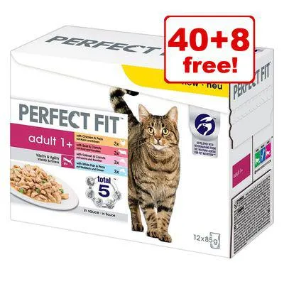 48 x 85g Perfect Fit Senior/Adult Wet Cat Food - 40 + 8 Free! *