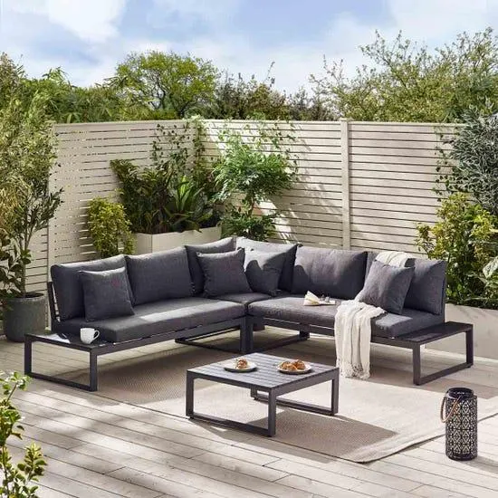 FurnitureBox Dubai Outdoor Sofa Set 6 Seat Grey
