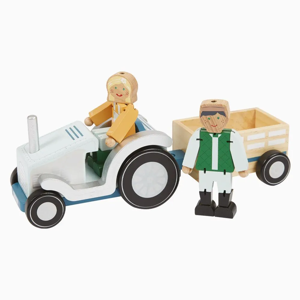 Wooden Tractor Toy & Farmers Set