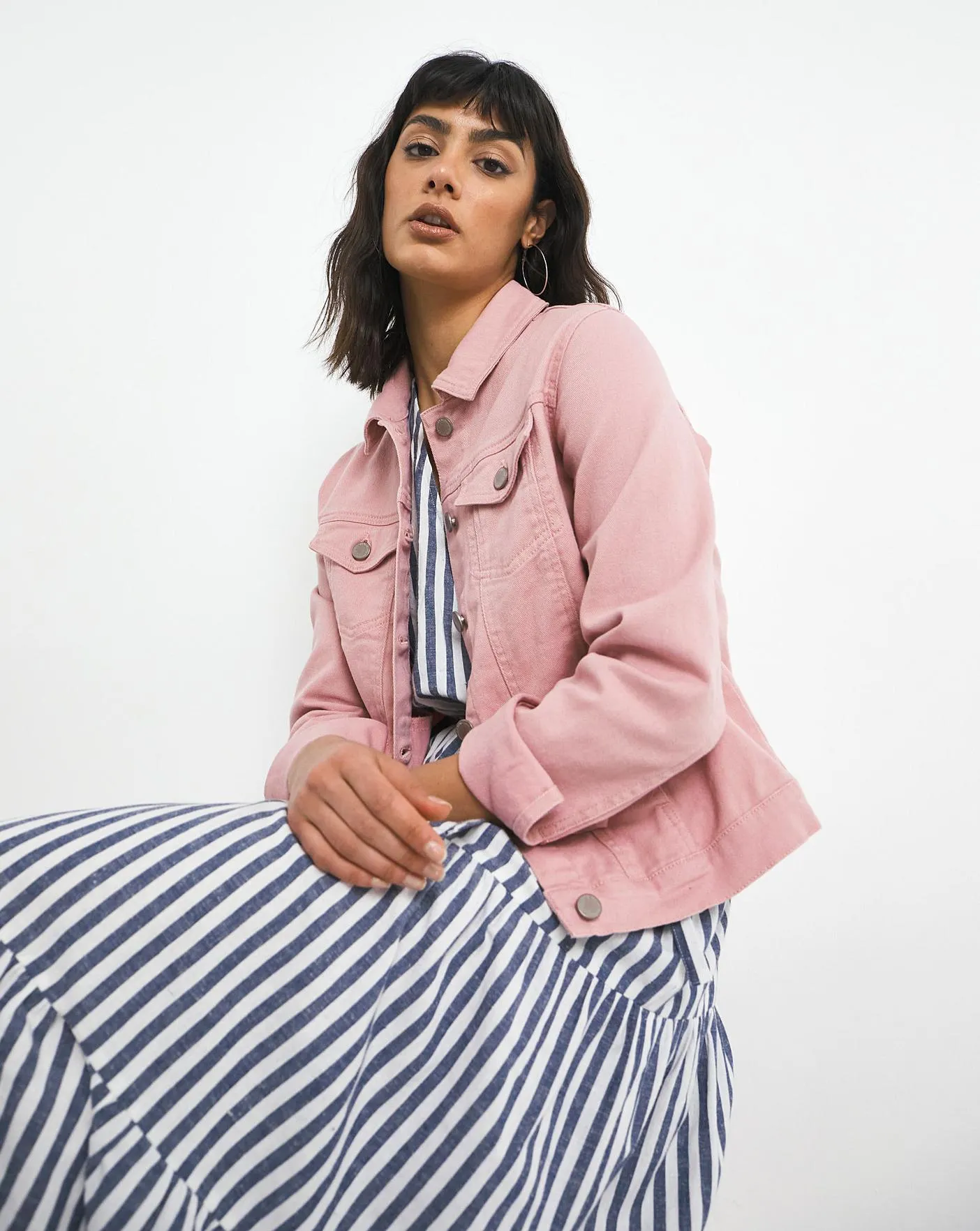 Dusky Pink Western Denim Jacket