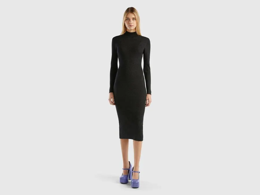 Ribbed dress with lurex