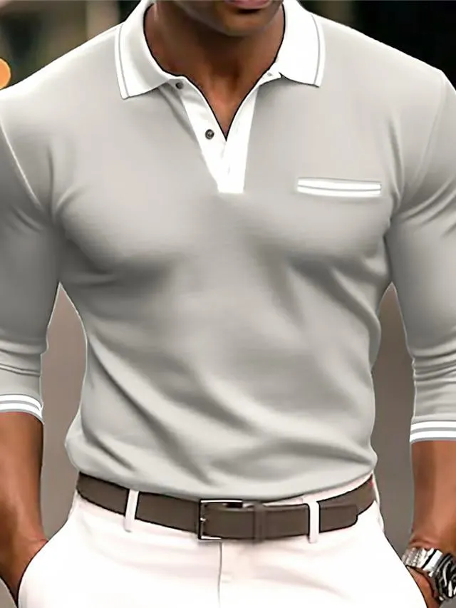 Men's Button Up Polos Polo Shirt Casual Holiday Lapel Short Sleeve Fashion Basic Color Block Patchwork Summer Regular Fit Navy-blue Dark Grey White Burgundy Grey Button Up Polos