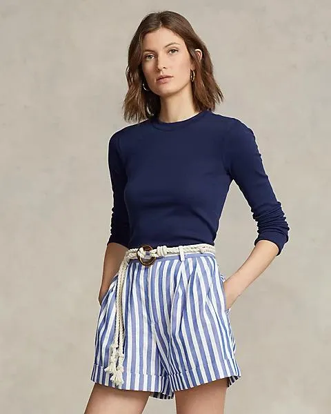 Rib-knit Cotton Long-Sleeve T-Shirt