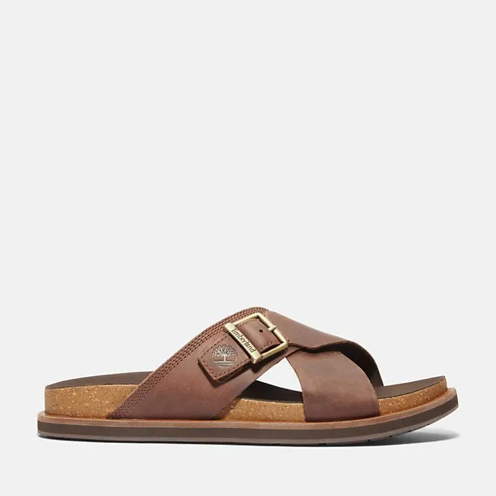 Amalfi Vibes Cross-strap Slide Sandal for Men in Brown