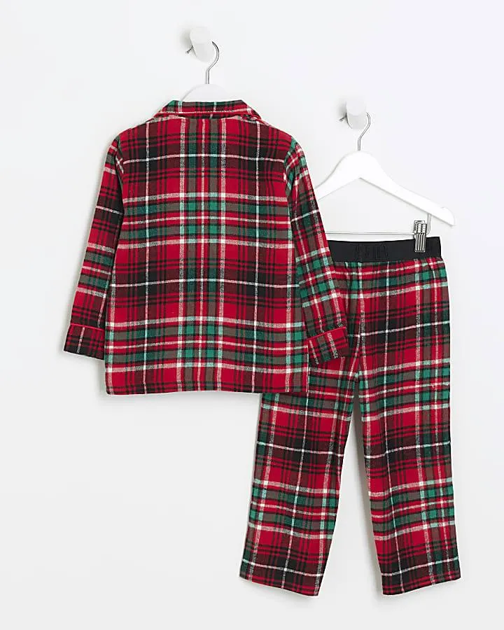 Mini boys red check pyjama set