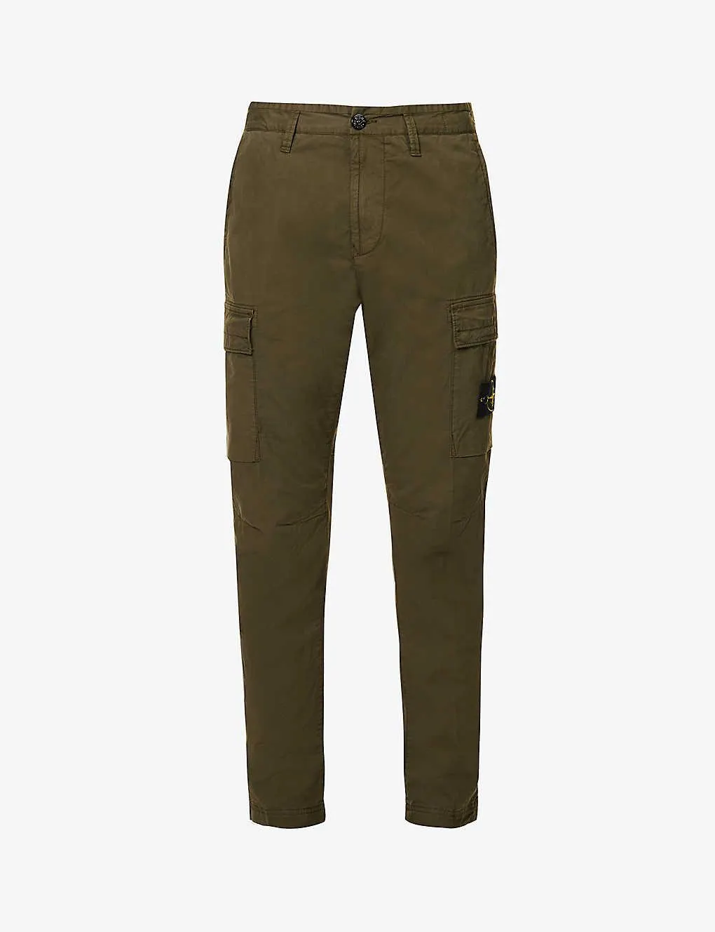 STONE ISLAND Cargo logo-badge straight-leg stretch-cotton trousers