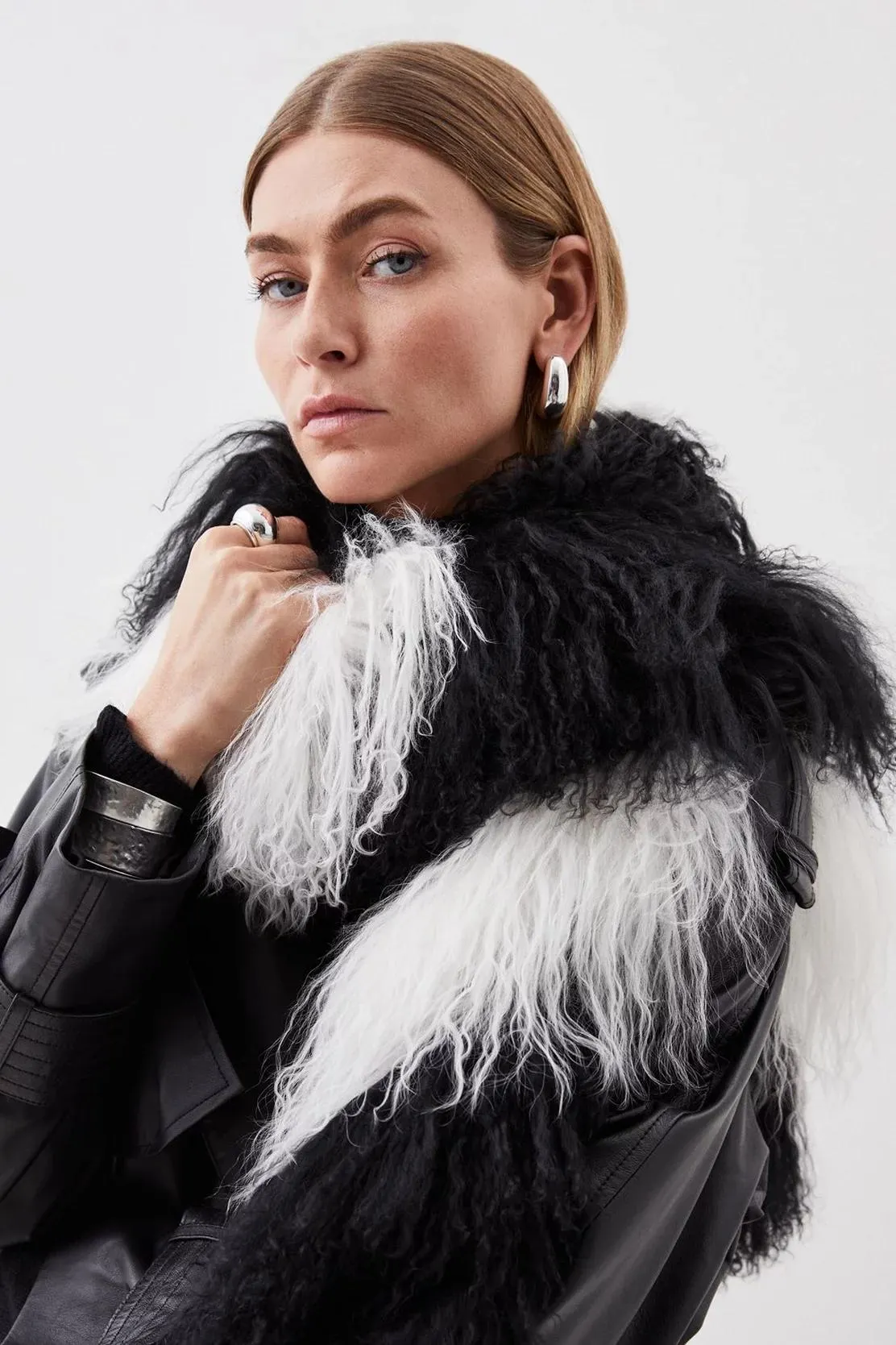 Colour Block Mongolian Mix Wool Scarf