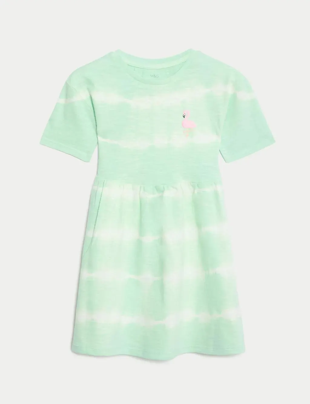 Pure Cotton Striped Flamingo Dress (2-8 Yrs)
