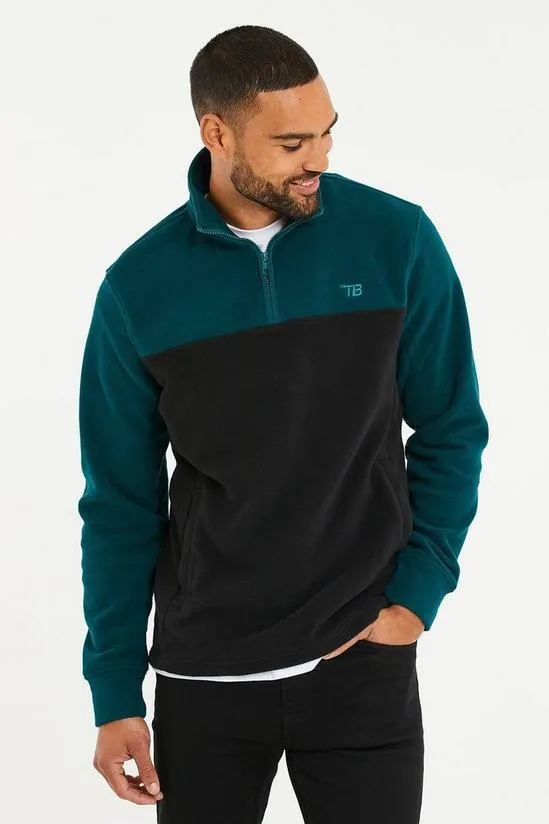 'Wham' Two Tone Quarter Zip Fleece Jumper