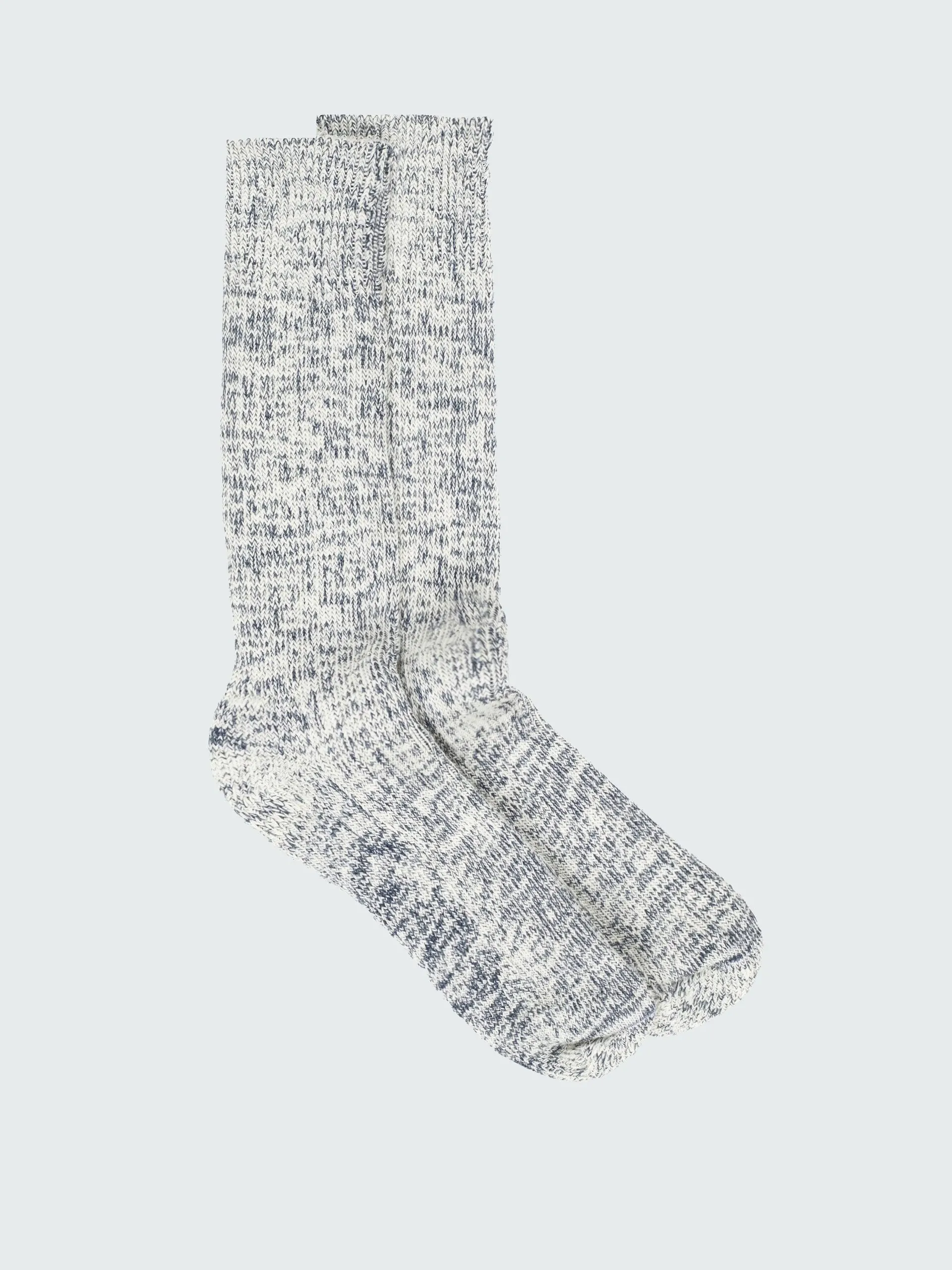 Wool blend ribbed sock in navy marl