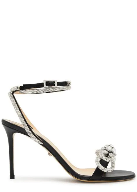 Double Bow 95 embellished leather sandals