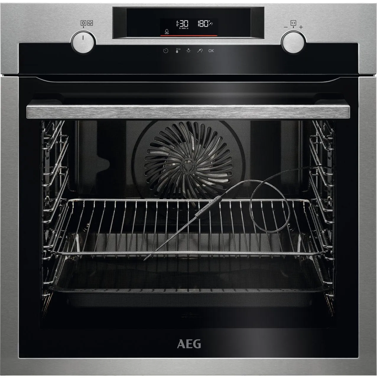 AEG Steambake BPE556060M Built In Electric Single Oven - Stainless Steel / Black - A+ Rated