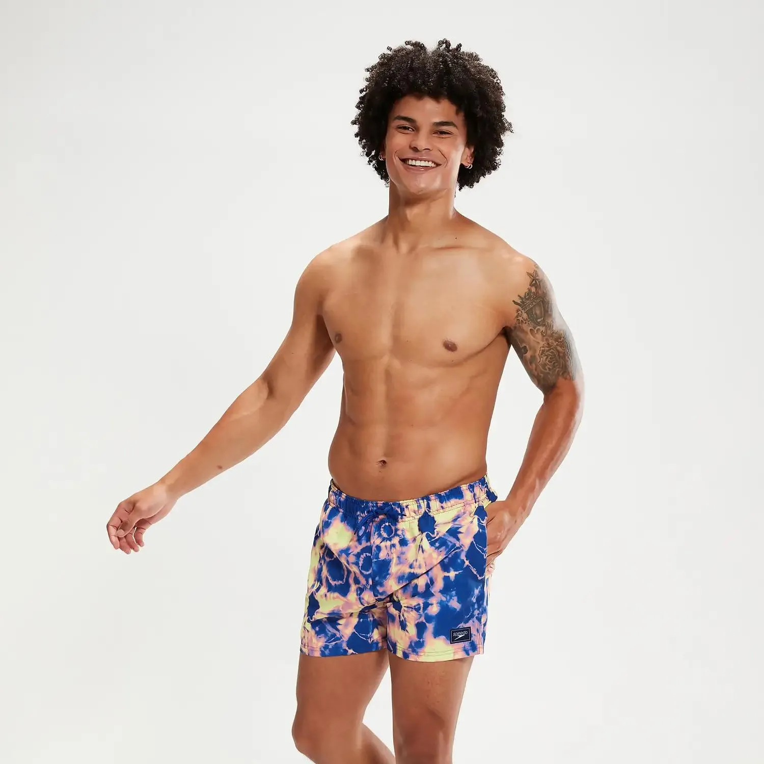 Men's Digital Printed Leisure 14" Swim Shorts Blue/Lilac