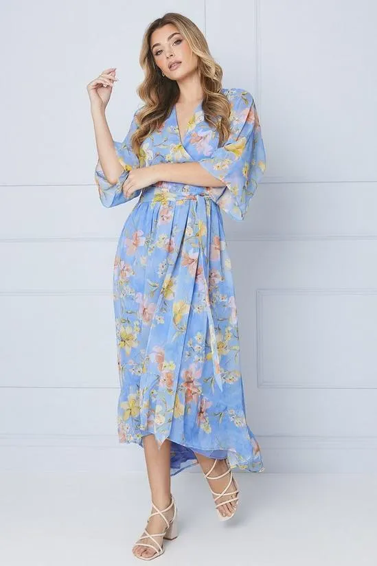 Kimono Sleeve Hi Lo Wrap Dress