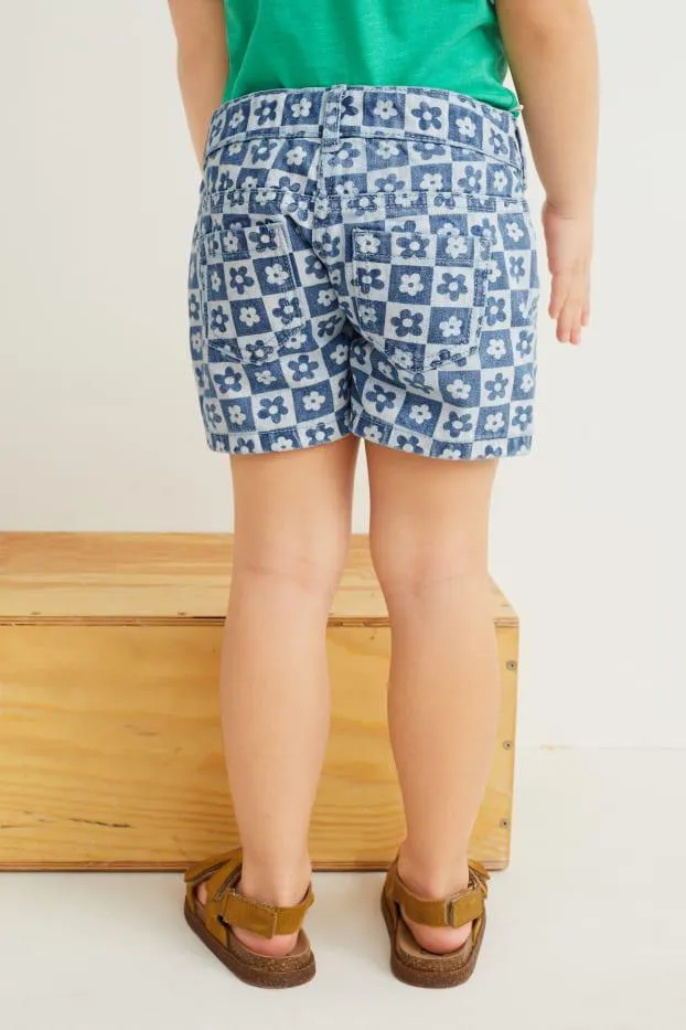 Denim shorts - floral