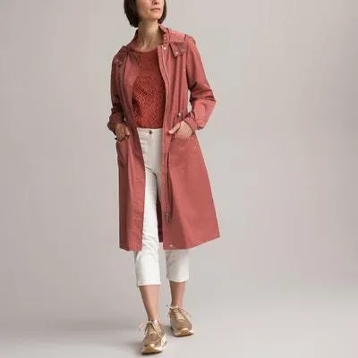 Recycled Mid-Length Mid-Season Parka with Hood